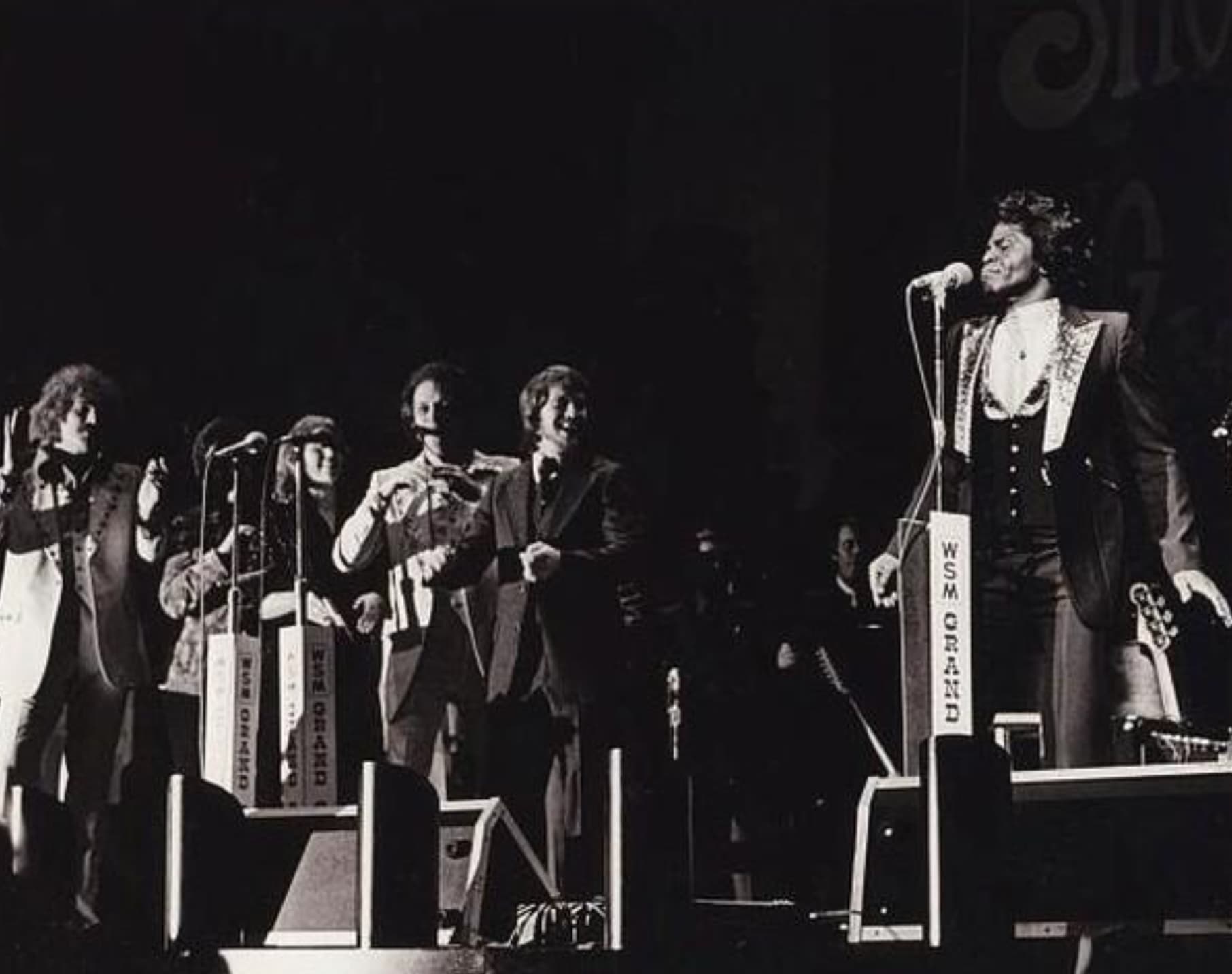 “March 10, 1979 Nashville, Tennessee James Brown played the Grand Ole Opry at the invitation of host Porter Wagoner. Photo: Les Leverett.”